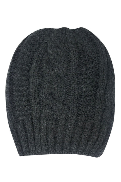 Casaba Warm Beanies Cable Knit Braided Slouch Long Hats Caps for Men Women-Black-