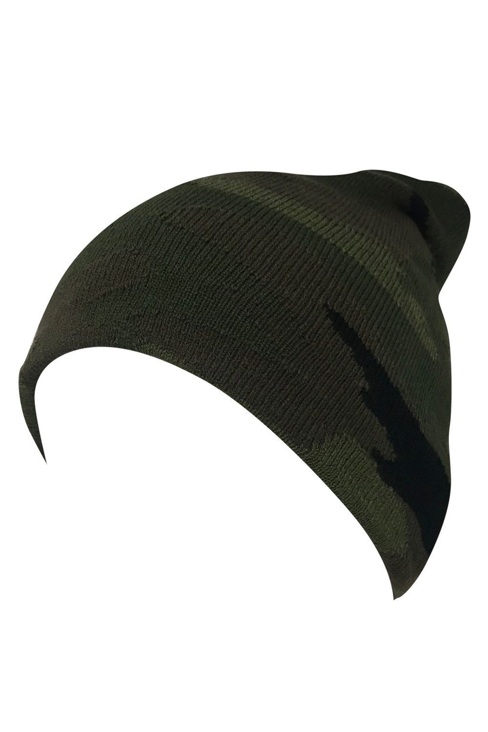 Casaba Double Layer Winter Beanies Camouflage Toboggan Caps Hats Men Women-Green-