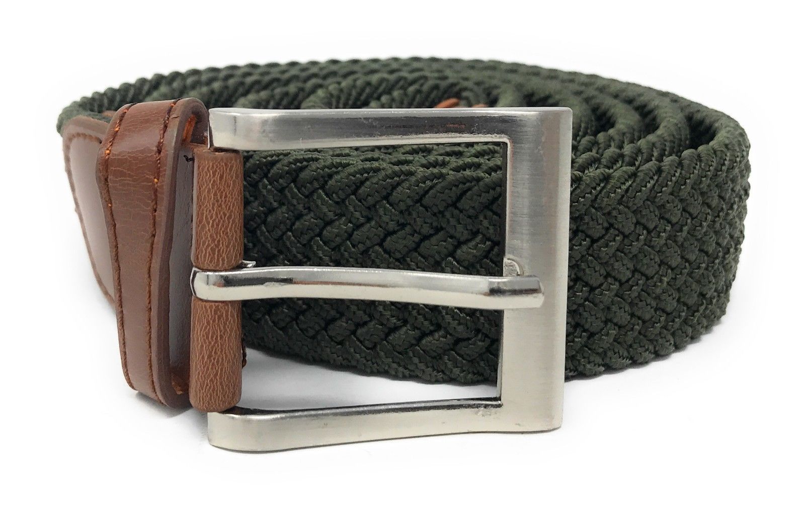Casaba Stretch Braided Golf Belts Woven Elastic Adjustable Fit Mens Womens-Olive-Small-