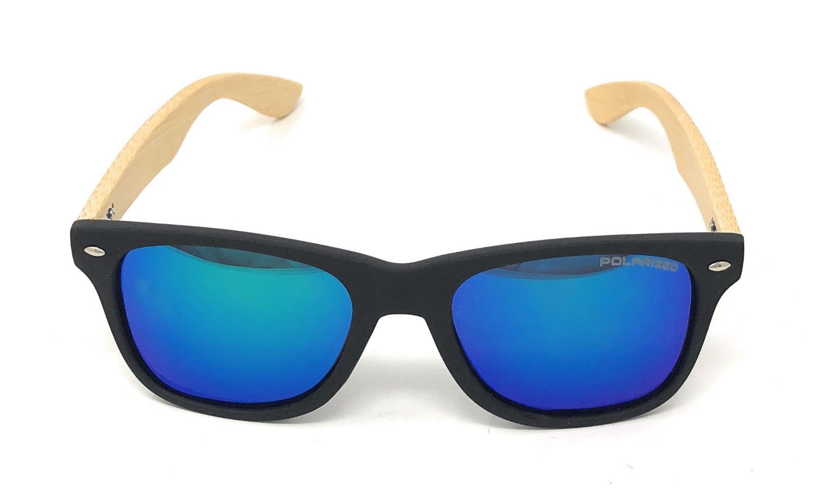 Polarized Sunglasses Classic Way Bamboo Mirror Mens Womens Teens-Black (lens) Black (frame)-
