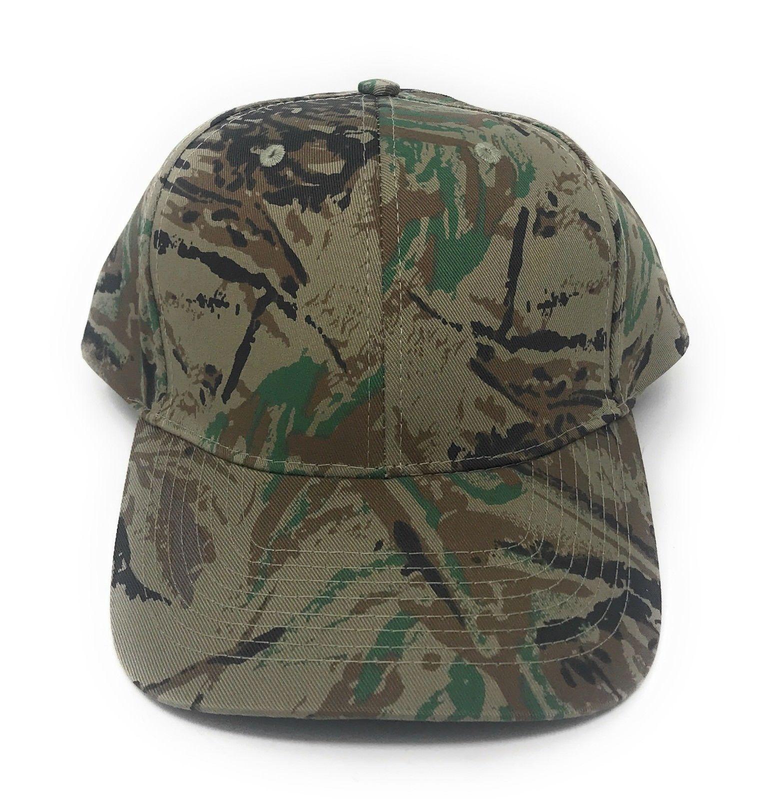 Cotton Twill Camo Camouflage 6 Panel Hunting Fishing Baseball Snapback Hats Caps-Green Tree Camo-
