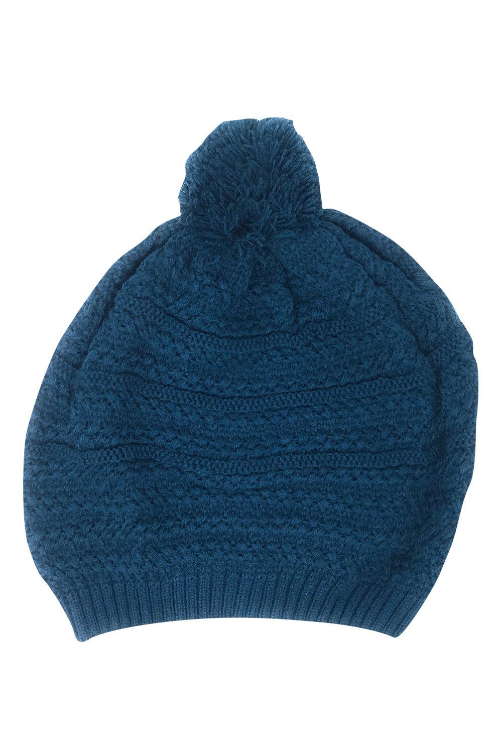 Casaba Warm Beanies French Beret Braided Knit with Pom Hats Caps for Women-Black-