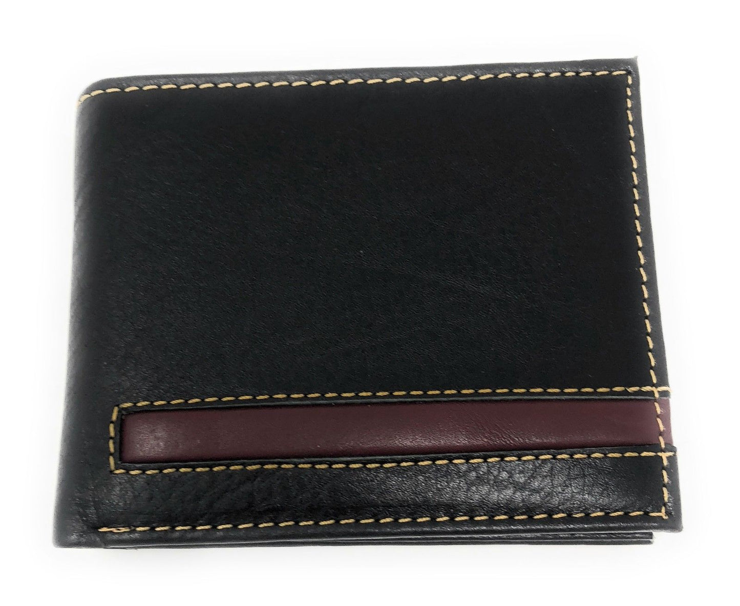 Casaba Genuine Leather Bifold Wallets Cash Slots ID Coin Key Pocket Mens Womens-Black (Double ID)-