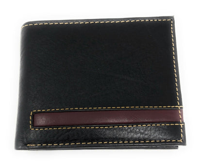 Casaba Genuine Leather Bifold Wallets Cash Slots ID Coin Key Pocket Mens Womens-Black (Double ID)-