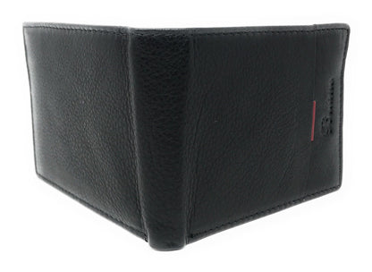 Belano RFID Blocking Real Leather Bifold Wallets for Cards ID with Box Men Women-Black - White Styled Trim-