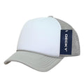 Decky Solid Two Tone 5 Panel Kids Foam Trucker Hats Caps Unisex-Gray/White-