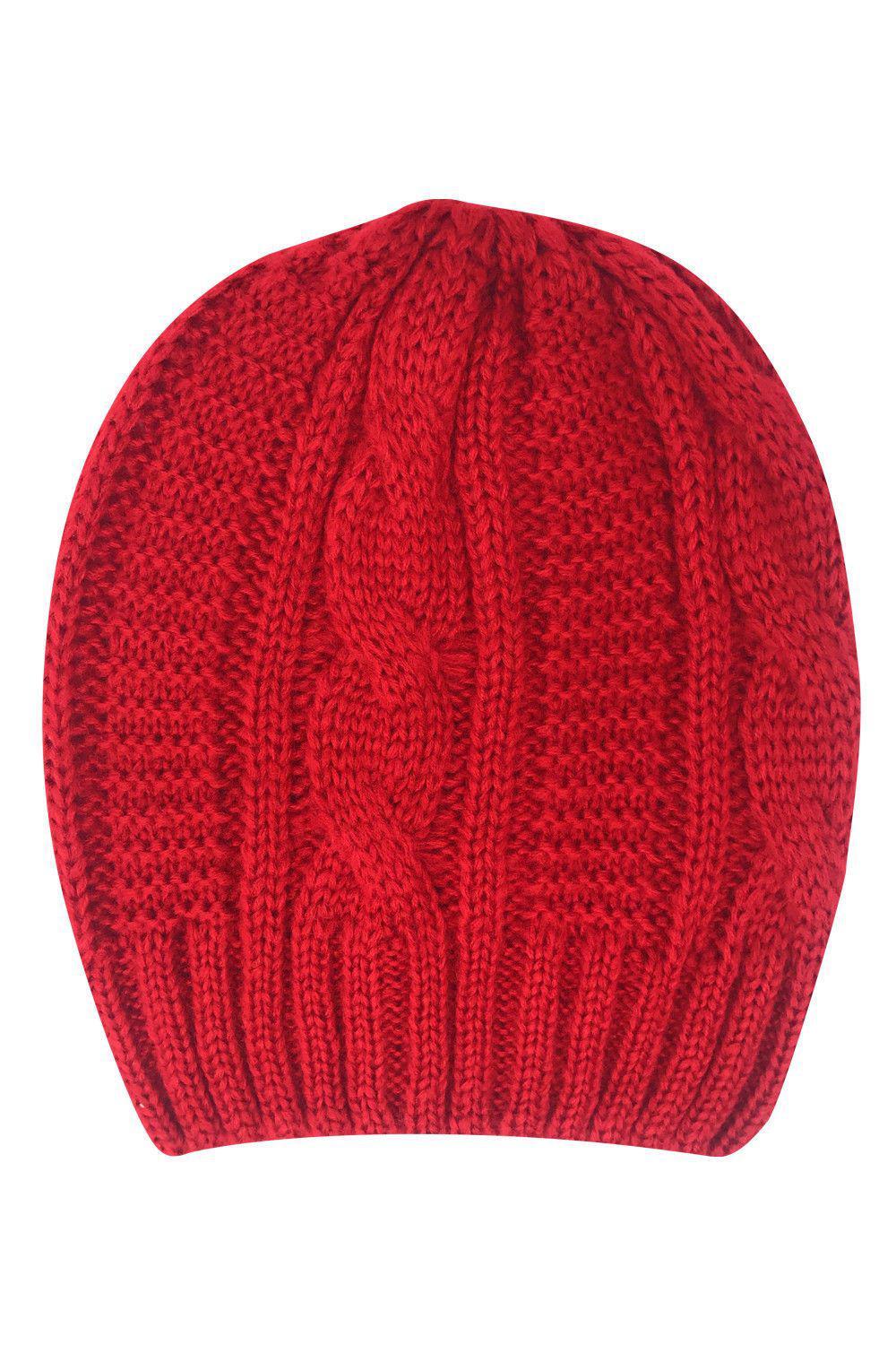 Casaba Warm Beanies Cable Knit Braided Slouch Long Hats Caps for Men Women-Black-