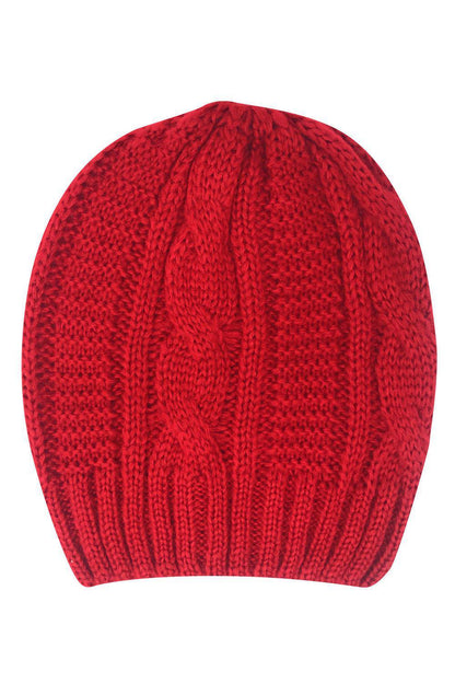 Casaba Warm Beanies Cable Knit Braided Slouch Long Hats Caps for Men Women-Black-