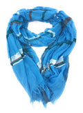 Casaba Striped Print Designer Womens Scarves Scarf Shawl Lightweight Sheer Wrap-Blue-