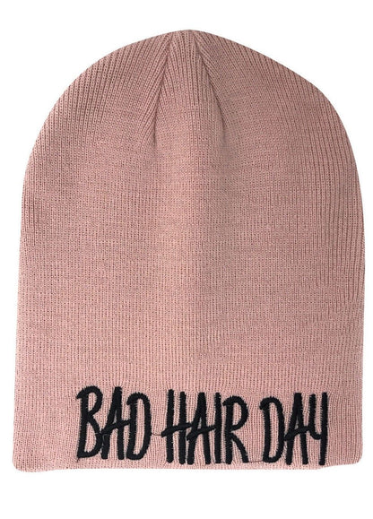 Casaba Warm Winter Beanies Bad Hair Day Embroidery Toboggan Caps Hats Men Women-Pink-