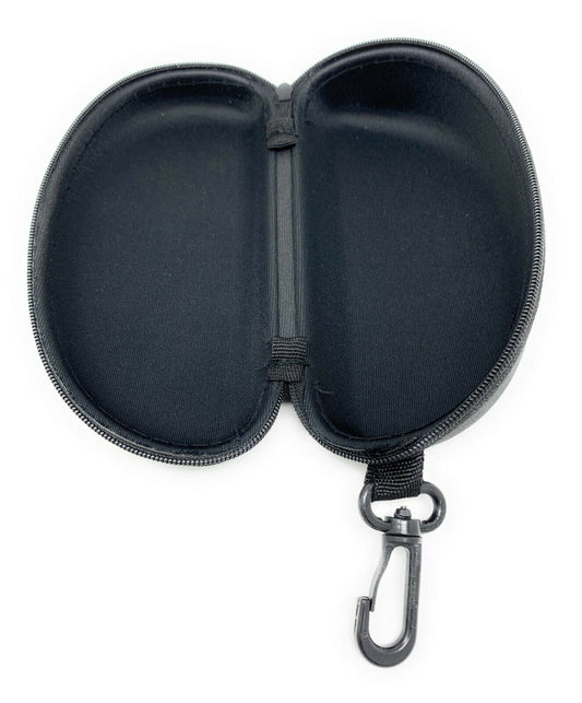 Hard Shell Sunglasses Protective Zipper Case with Belt Hook Clip Black-