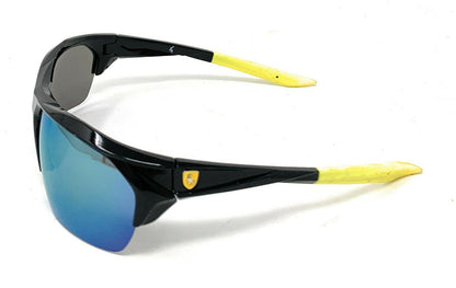 Polarized Half Frame Sunglasses Sports Warrior Style Driving Motorcycle Fishing-Black / Blue White (frame)-