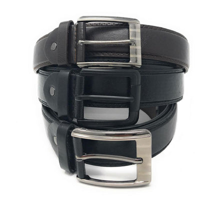Casaba Italian Style Genuine Leather Mens Waist Buckle Belts 1.5 Inch Width-Black-Small (30"-32")-