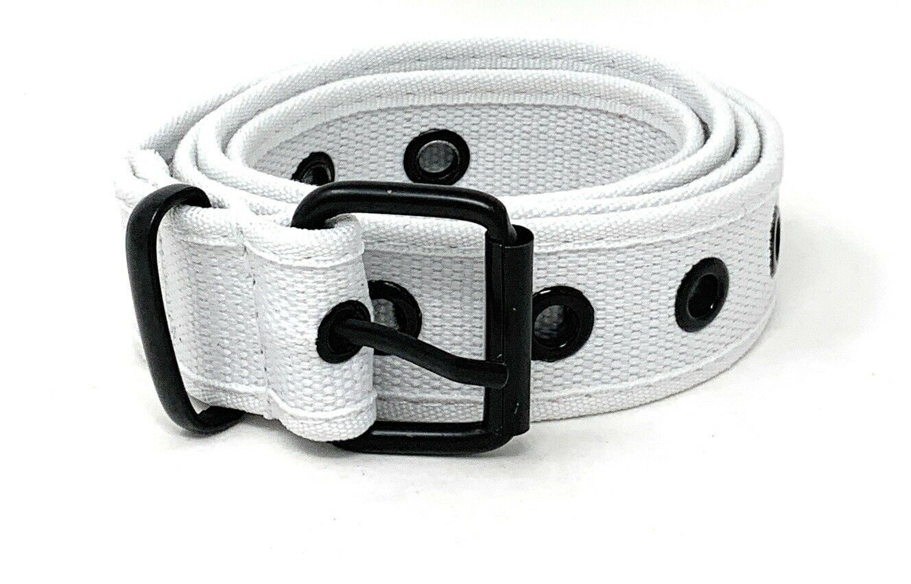 Casaba Canvas Belts Stylish 1 Hole Grommet Fabric Military Mens Women Unisex-Black-Small (30"- 32")-