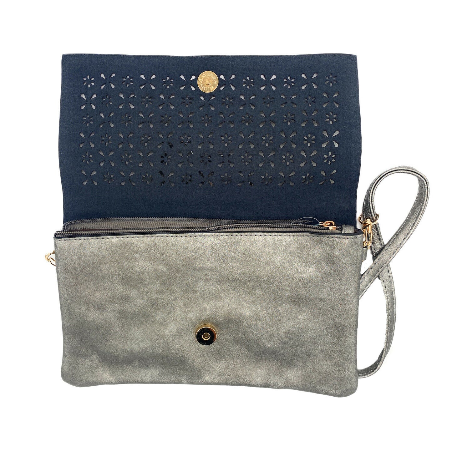 Empire Cove Floral Crossbody Bag with Clear Touchscreen Window Wallet Pouch Case-Black-