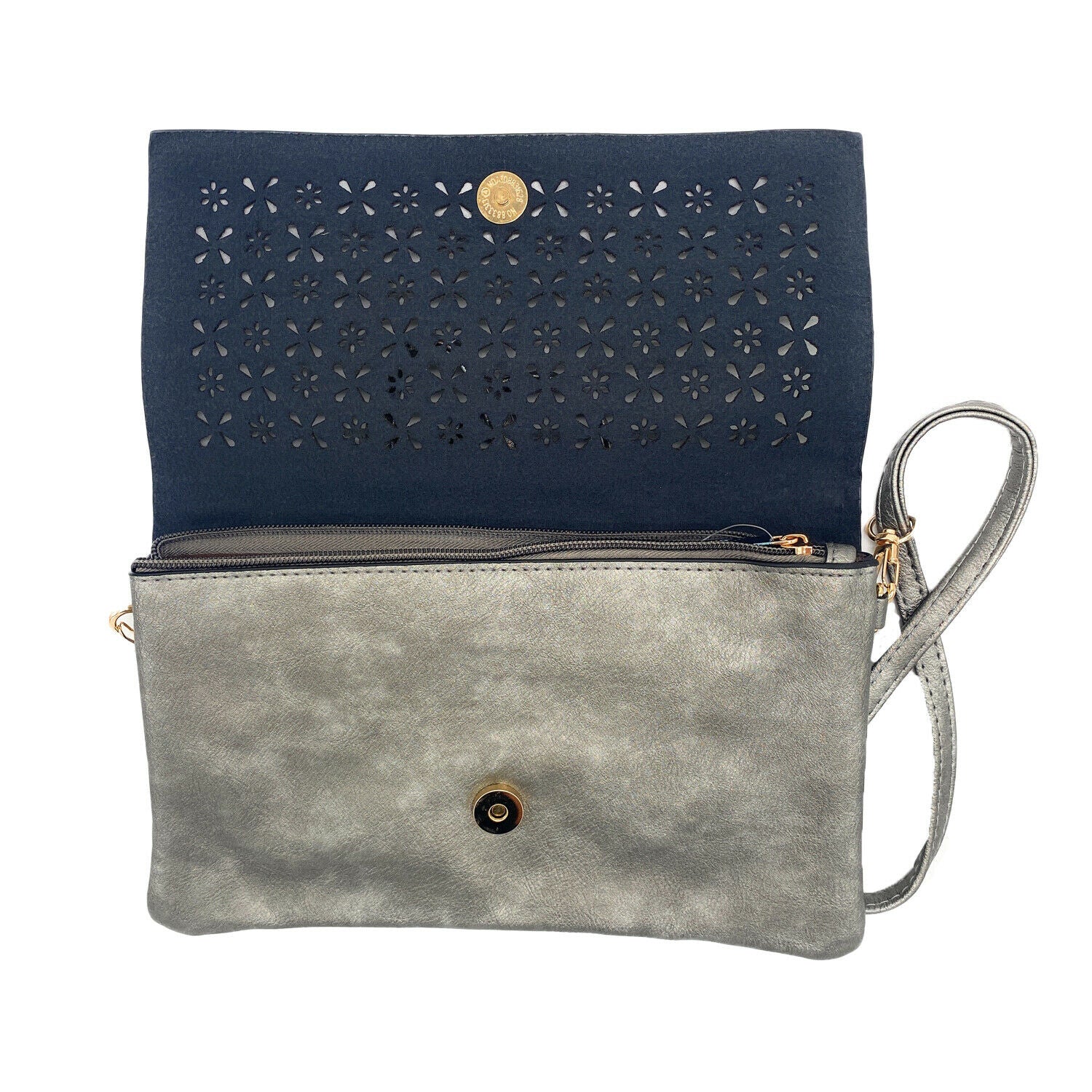 Empire Cove Floral Crossbody Bag with Clear Touchscreen Window Wallet Pouch Case-Black-