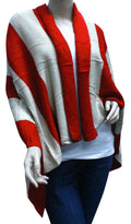 Casaba Womens Elegant Striped Wide Warm Shawl Scarves Blanket Scarf Striped Fall Winter-Red-Cream-