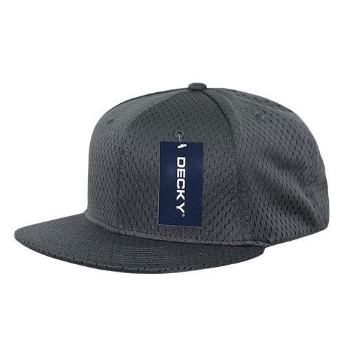 Decky Mesh Jersey Flat Bill Snapbacks Hats Caps Unisex-Black-