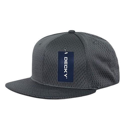 Decky Mesh Jersey Flat Bill Snapbacks Hats Caps Unisex-Black-