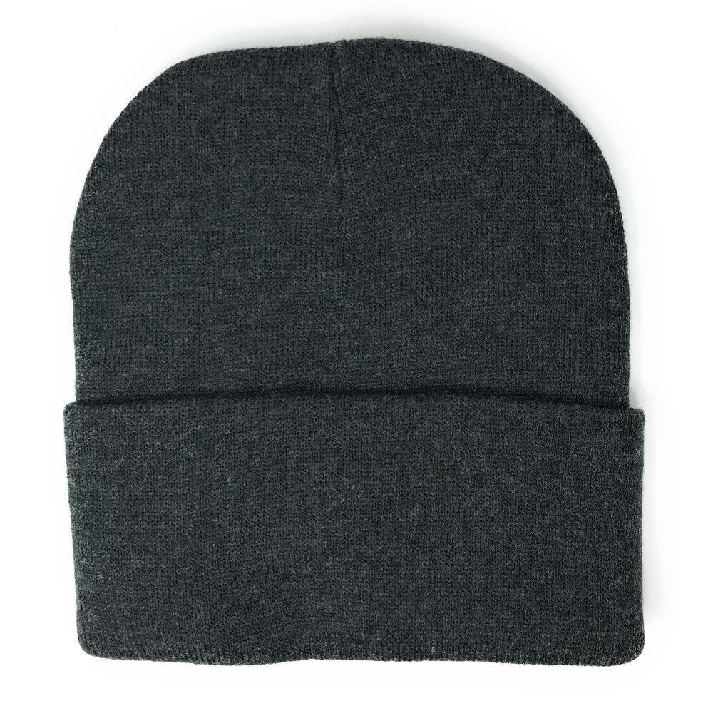 Warm Winter Hat Beanies Long Cuffed Short Uncuffed Solid Colors Camouflage Camo-Charcoal - Cuffed-