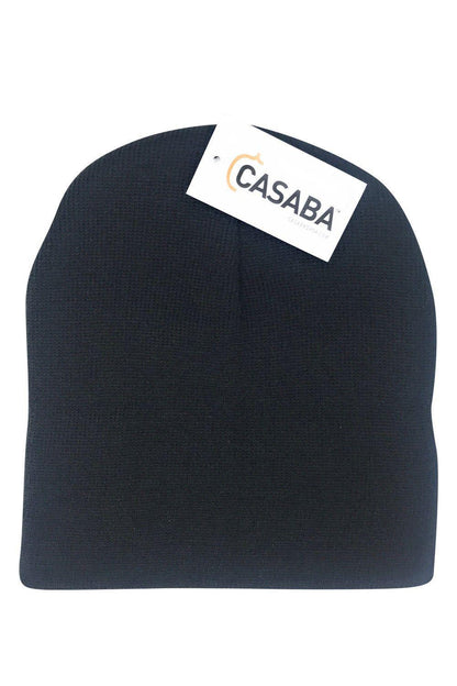 Casaba Beanies Hats Caps Short Uncuffed Knit Soft Warm Winter for Men Women-Black-