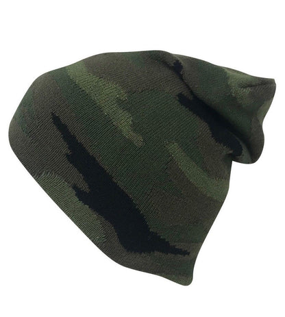 Casaba Double Layer Winter Beanies Camouflage Toboggan Caps Hats Men Women-Green-
