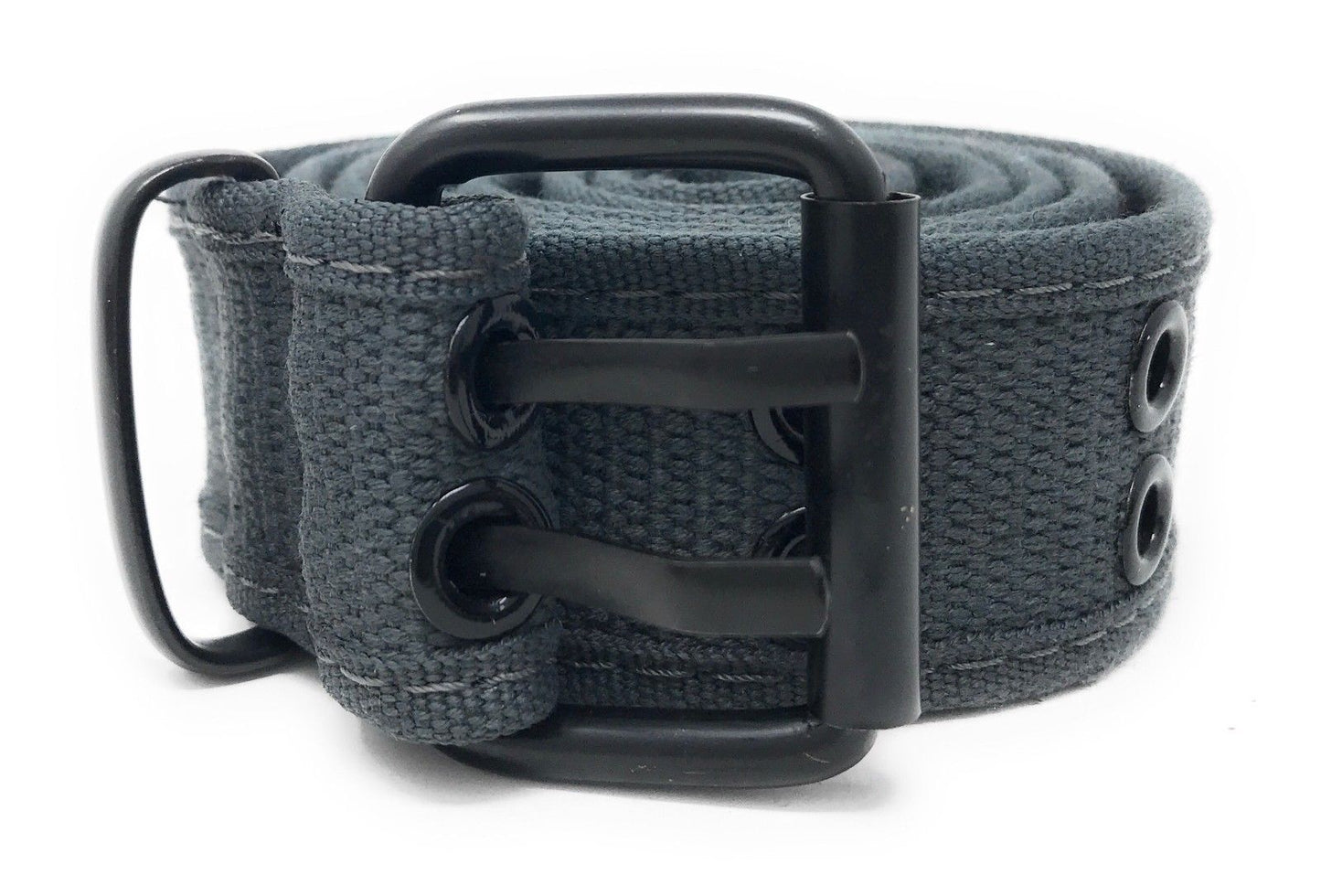 Casaba Canvas Belts Double Row 2 Holes Grommet Fabric Military Mens Women Unisex-Black-Small (30"- 32")-