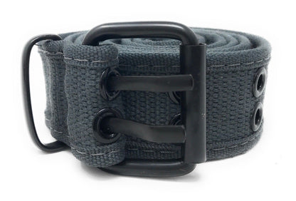 Casaba Canvas Belts Double Row 2 Holes Grommet Fabric Military Mens Women Unisex-Black-Small (30"- 32")-
