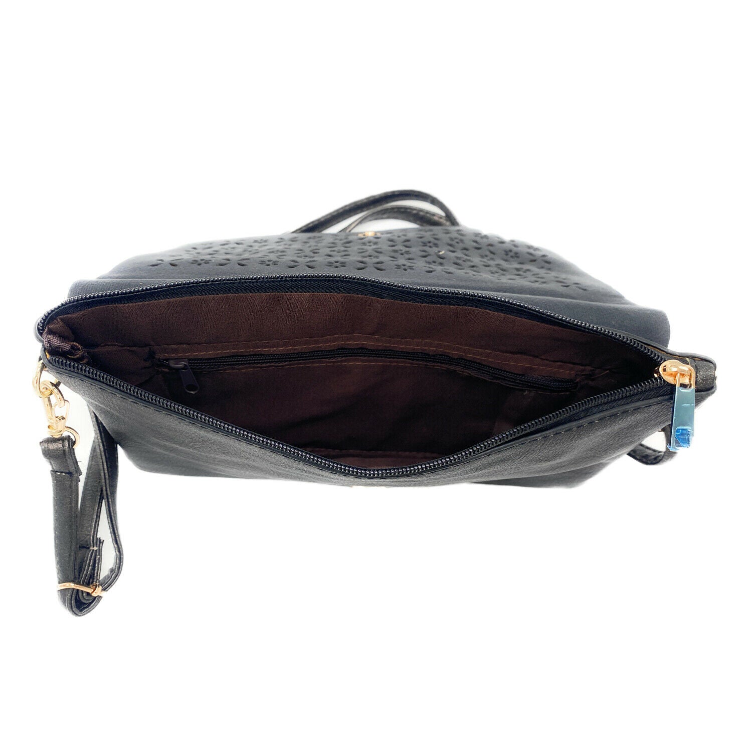 Empire Cove Floral Crossbody Bag with Clear Touchscreen Window Wallet Pouch Case-Black-