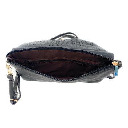 Empire Cove Floral Crossbody Bag with Clear Touchscreen Window Wallet Pouch Case-Black-