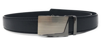 Leather Mens Ratchet Belt Sliding Adjustable Automatic Buckle Cut to Size-Black Diamond-