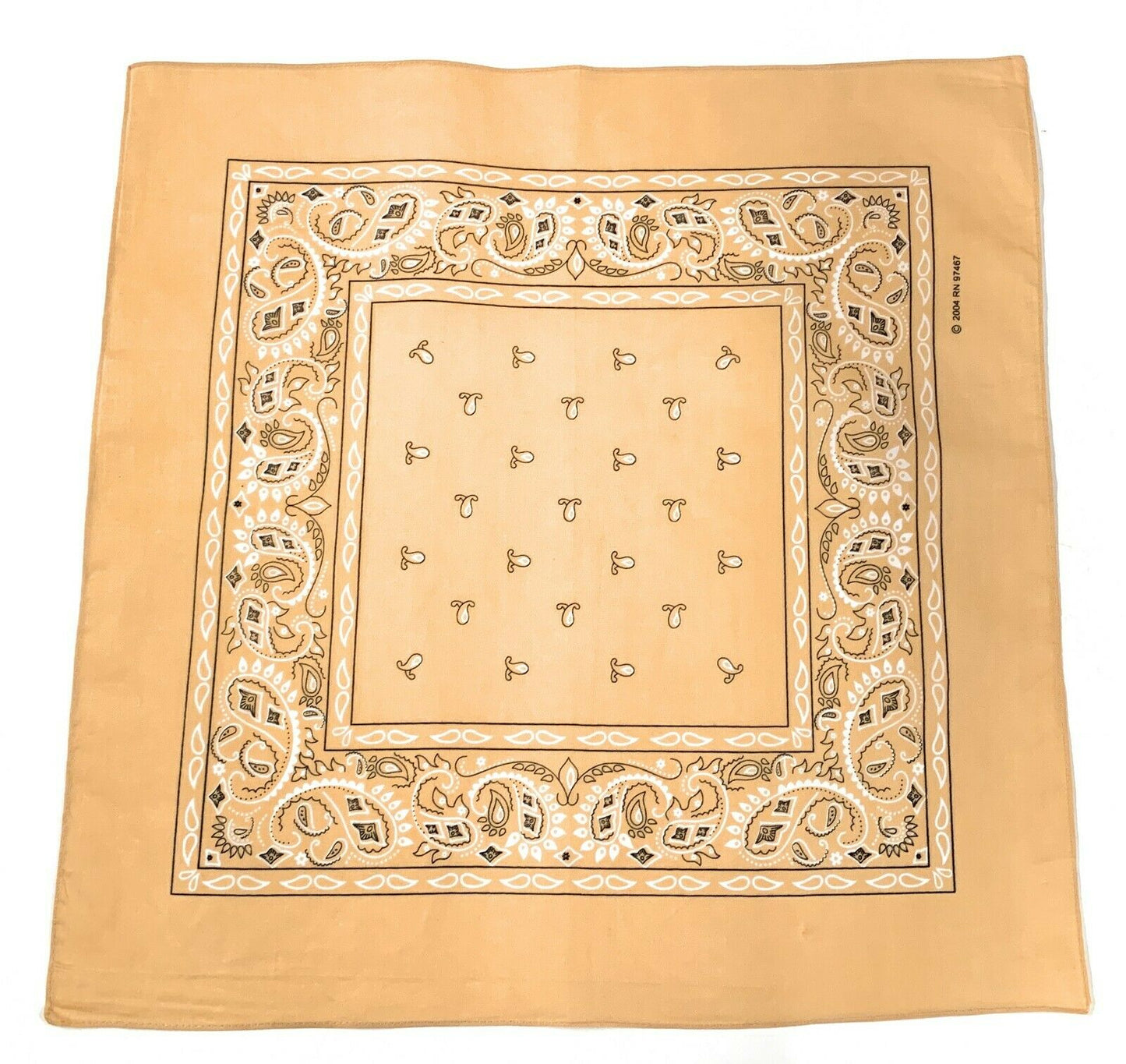 Cotton Bandanas Double Sided Paisley Print Cloth Scarf Face Mask Covering Washable-Khakhi-