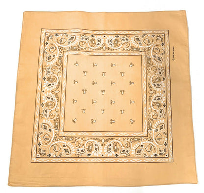 Cotton Bandanas Double Sided Paisley Print Cloth Scarf Face Mask Covering Washable-Khakhi-