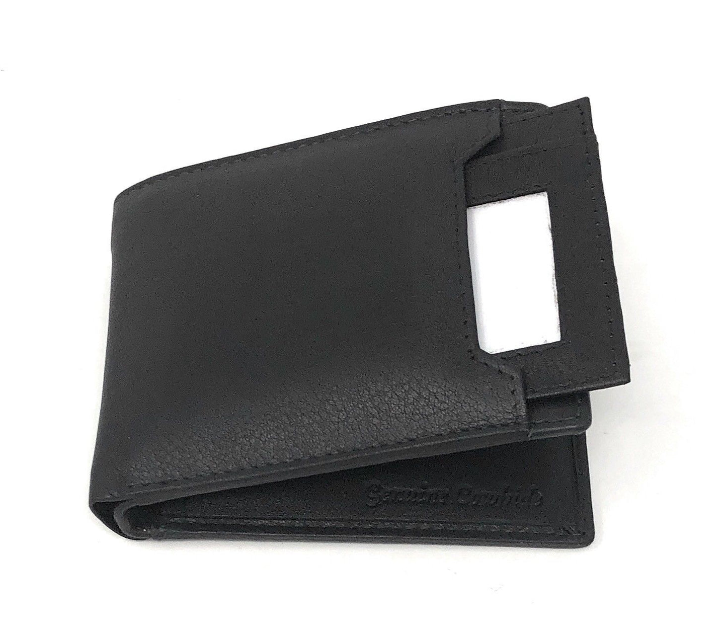 Casaba Genuine Leather Bifold Wallets Cash Slots ID Coin Key Pocket Mens Womens-Black (Double ID)-