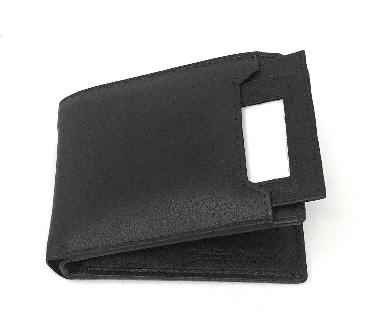 Casaba Genuine Leather Bifold Wallets Cash Slots ID Coin Key Pocket Mens Womens-Black (Double ID)-