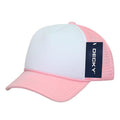 Decky Solid Two Tone 5 Panel Kids Foam Trucker Hats Caps Unisex-Pink/White-