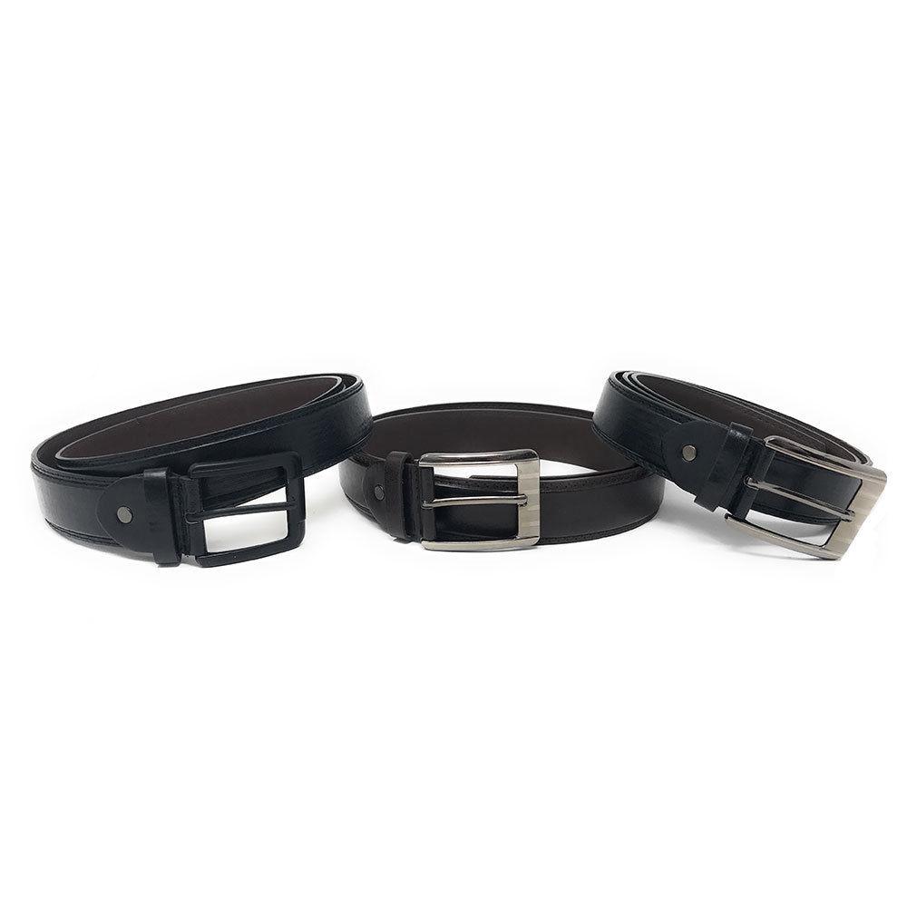 Casaba Italian Style Genuine Leather Mens Waist Buckle Belts 1.5 Inch Width-Black-Small (30"-32")-