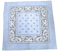 1 Dozen Paisley Printed Bandanas 100% Cotton Cloth Scarf Wrap Washable-Sky Blue-