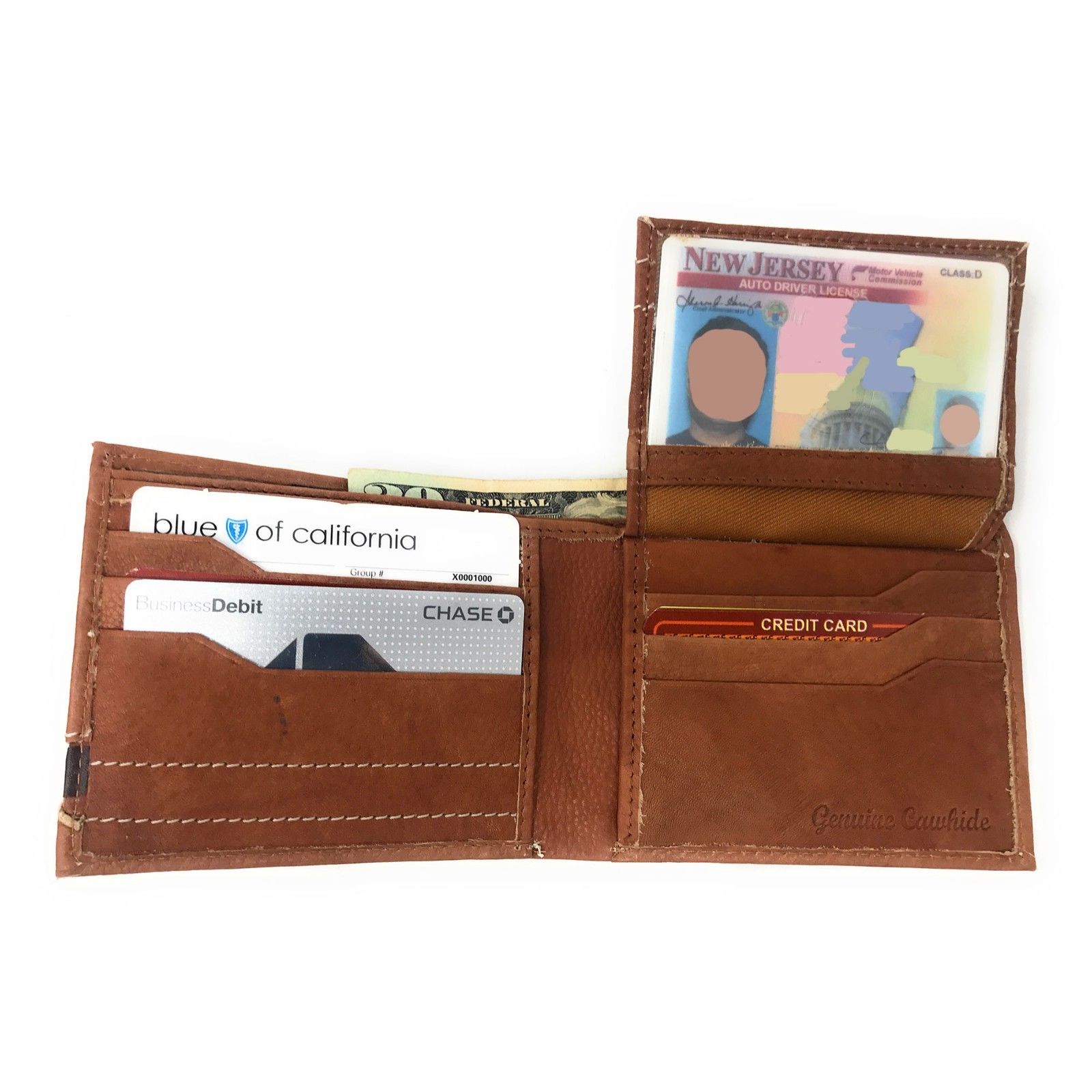 Casaba Genuine Leather Bifold Wallets Cash Slots ID Coin Key Pocket Mens Womens-Black (Double ID)-