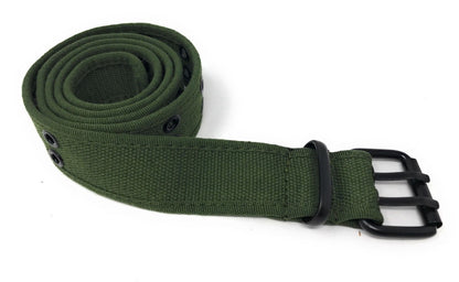 Casaba Canvas Belts Double Row 2 Holes Grommet Fabric Military Mens Women Unisex-Black-Small (30"- 32")-