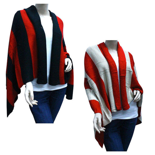 Casaba Womens Elegant Striped Wide Warm Shawl Scarves Blanket Scarf Striped Fall Winter-Black-Red-