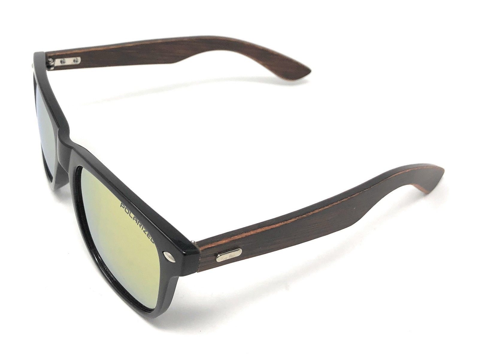 Classic Polarized Sunglasses Club Aviator Bamboo Sports Mirror Men's Women's-Black (lens) Black (frame)-