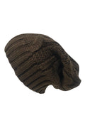 Casaba Warm Beanies Cable Knit Braided Slouch Long Hats Caps for Men Women-Brown-