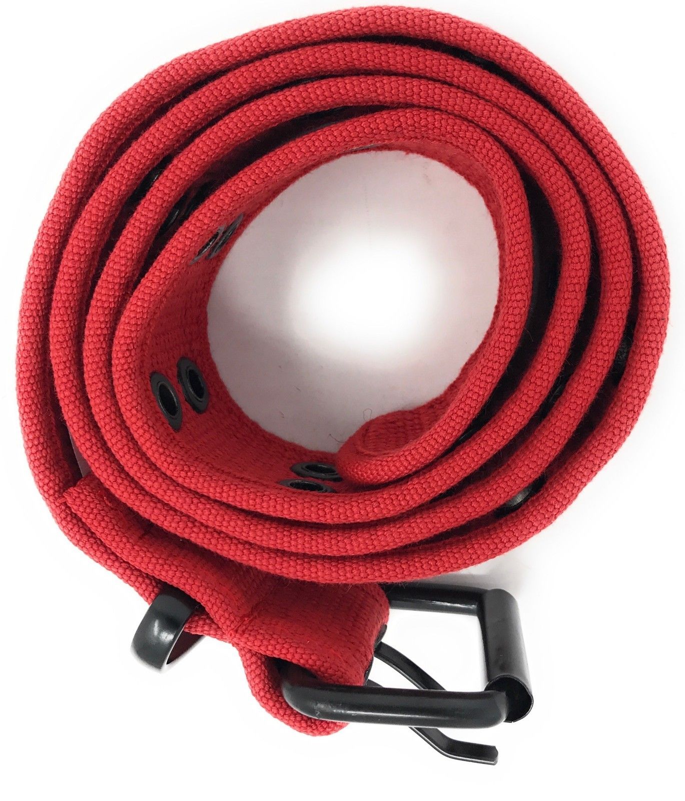 Casaba Canvas Belts Double Row 2 Holes Grommet Fabric Military Mens Women Unisex-Black-Small (30"- 32")-