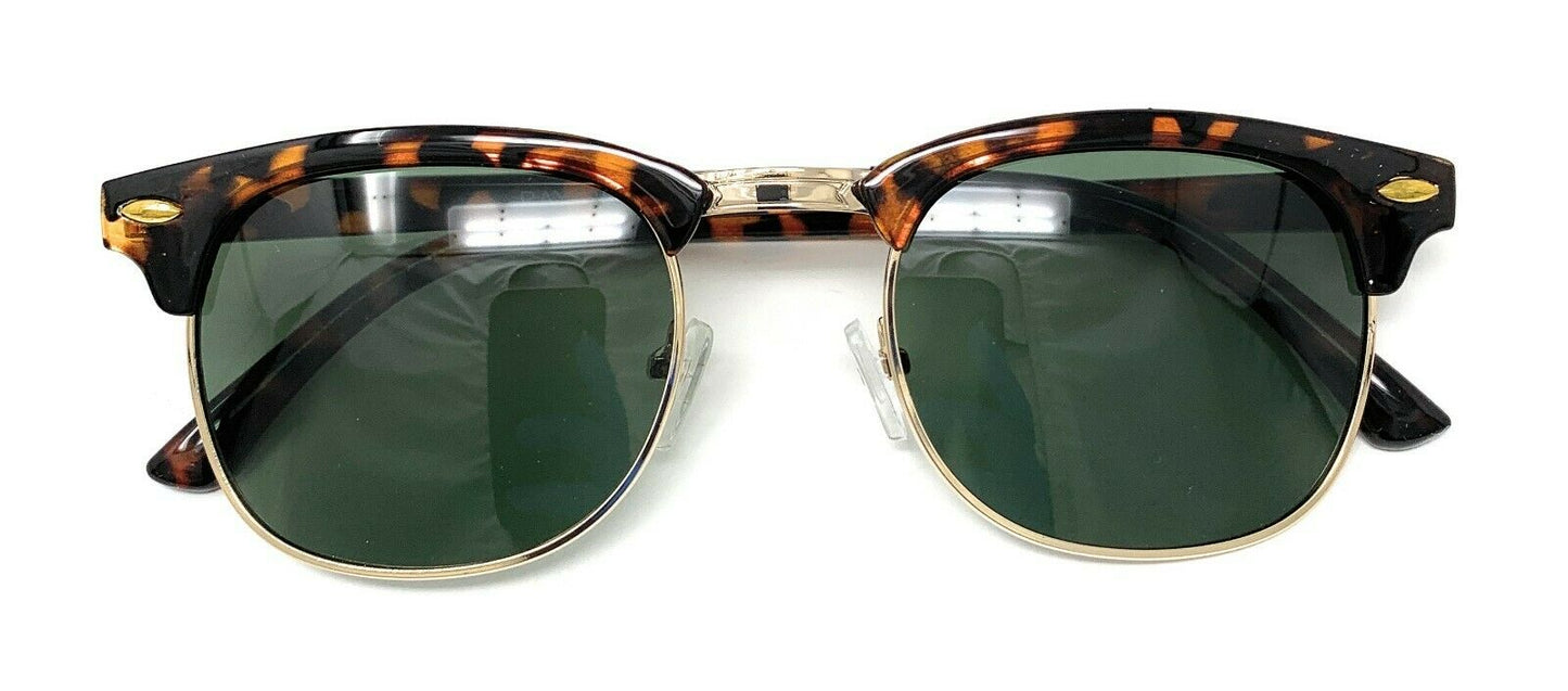 Classic Club Sunglasses Black Lens Black Gold Tortoise Mens Womens UV Protection-Black/Silver (RAY 125)-