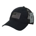 Rapid Dominance USA American Flag Text Ripstop 6 Panel Trucker Dad Caps Hats-USA2- Black-