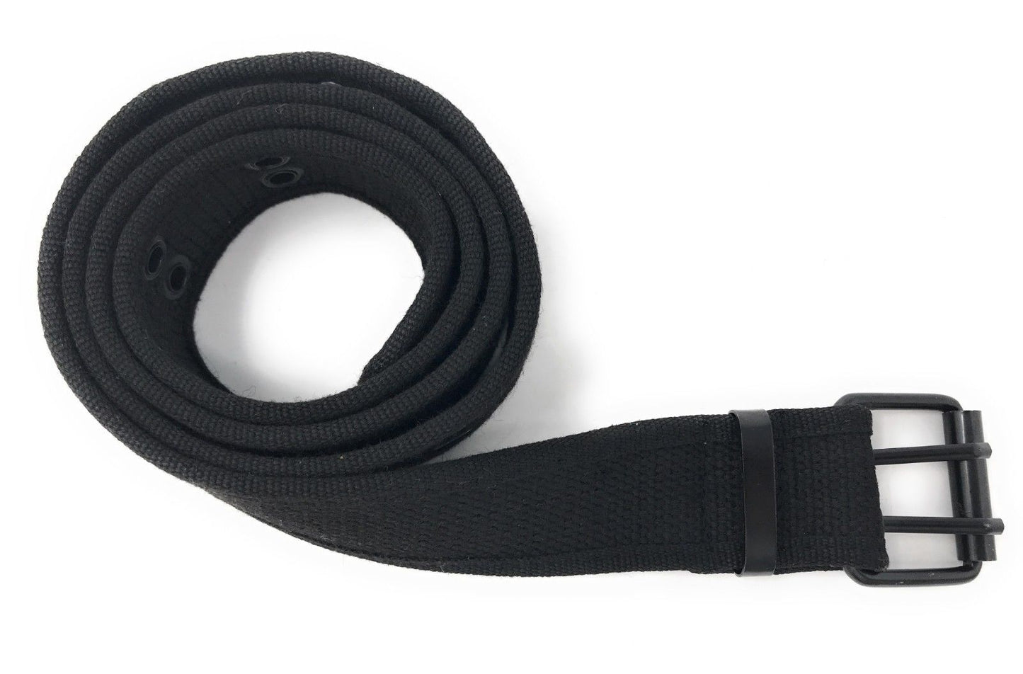 Casaba Canvas Belts Double Row 2 Holes Grommet Fabric Military Mens Women Unisex-Black-Small (30"- 32")-