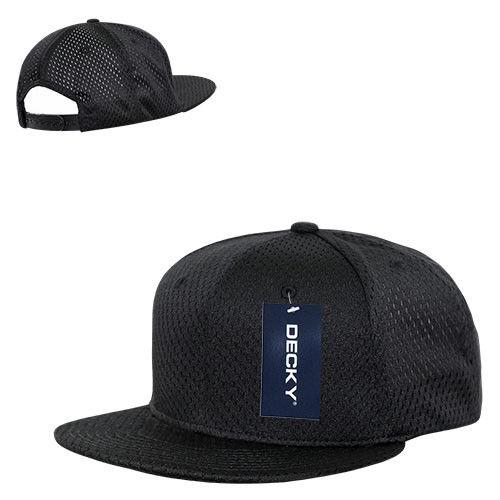 Decky Mesh Jersey Flat Bill Snapbacks Hats Caps Unisex-Black-