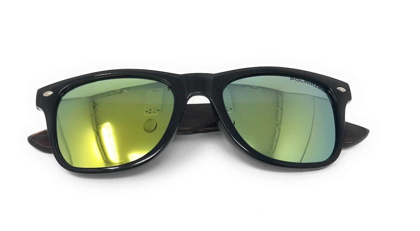 Classic Polarized Sunglasses Club Aviator Bamboo Sports Mirror Men's Women's-Black (lens) Black (frame)-