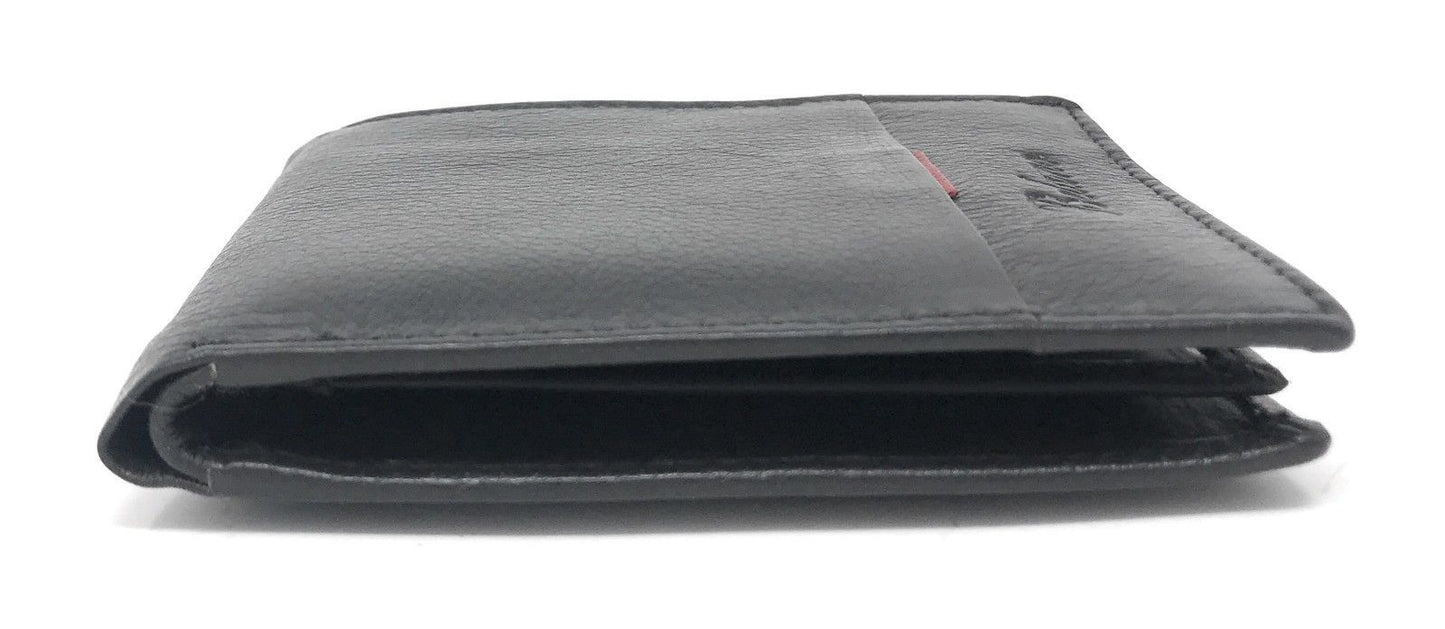 Belano RFID Blocking Real Leather Bifold Wallets for Cards ID with Box Men Women-Black - White Styled Trim-